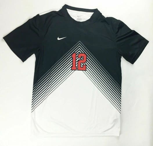 Nike Performance Soccer Jersey Shirt #12 Men's Medium Black White 599522 Futbol