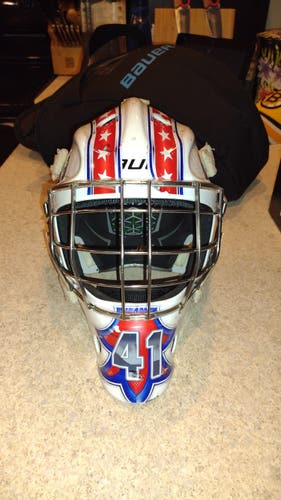 White Goalie Mask Junior Used Bauer NME 9