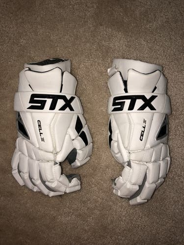 White New Player's STX 13" Cell IV Lacrosse Gloves