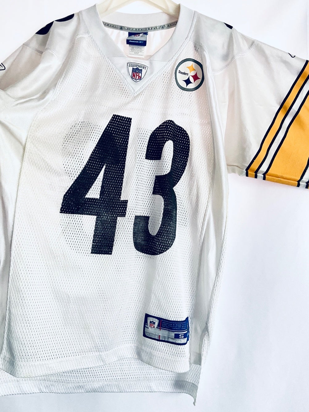 Vtg Pittsburgh Steelers Troy Polamalu #43 Jersey NFL EQUIPMENT reebok White  L