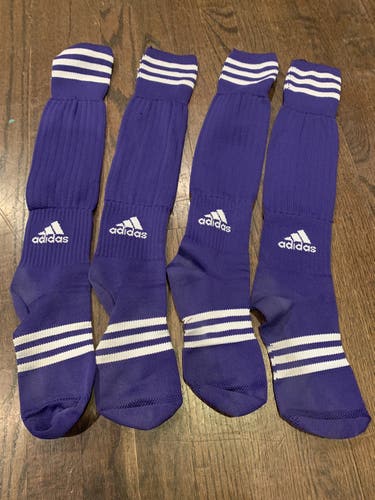 Purple Socks Used Unisex Youth XL Adidas set of 3