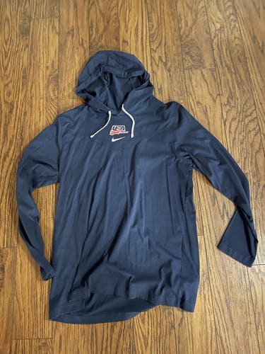 Nike USA Hockey Long Sleeve Chevron-Cut Hooded T-Shirt - L