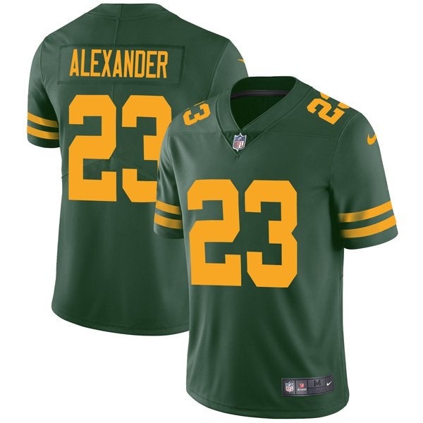 Men 23 Jaire Alexander Green Bay Packers Green Throwback Limited