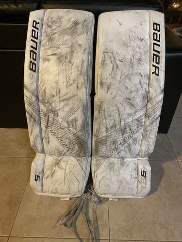 White Senior  Bauer Supreme S27 Goalie Leg Pads
