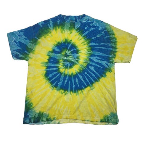 Vintage Spiral Tie Dye T-Shirt Yellow/Blue (XXL)