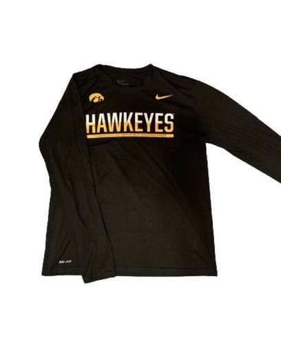 VGC The Nike Tee Dri-Fit LS Iowa Hawkeyes Tigerhawk  Logo Tee Shirt Black S