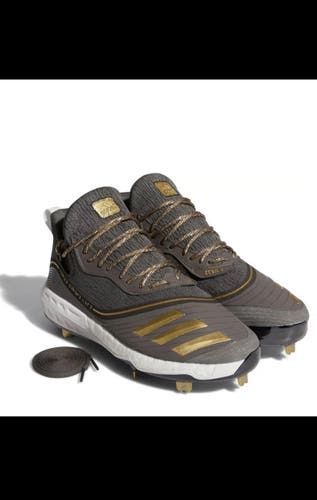 Adidas Adizero Afterburner Boost Icon V Gray / Gold Metal Baseball Cleats 13.5 Mens