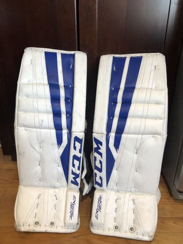White Goalie Leg Pads Used Senior 32" CCM Extreme Flex 760