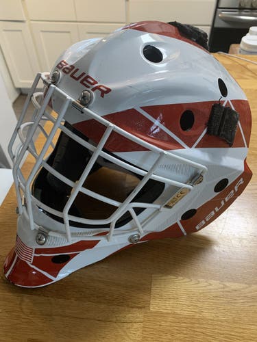 White Goalie Mask Junior Used Bauer 940x