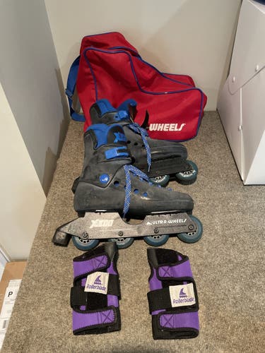 Ultrawheels X300 inline skates, bag, & Rollerblade wrist guards package
