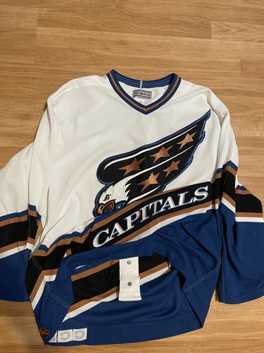 CCM Washington Capitals Screaming Eagle Blank White Authentic Jersey Rare 48