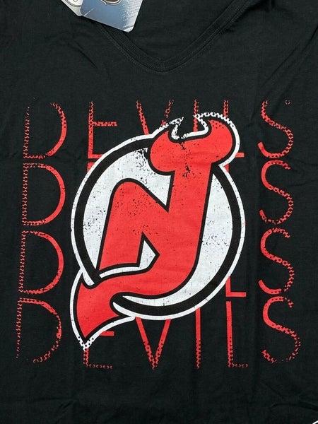 Original Retro Brand New Jersey Devils Retro Brand WOMEN Red Vintage 100%  Cotton T-Shirt