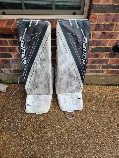 White Goalie Leg Pads Used Senior 36" Bauer Supreme 1S