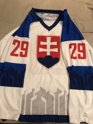 Slovakia White and Blue Hockey Jersey