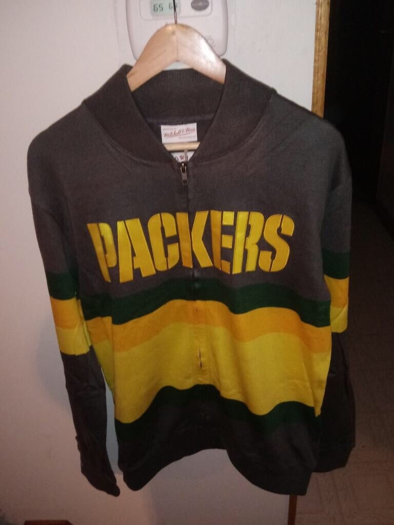 Green Bay Packers Mitchell & Ness NFL Pullover Hoodie L Large Green  Yellow New