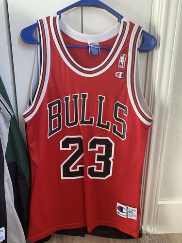 Vintage Champion (Size 40) Red Michael Jordan Bulls Jersey