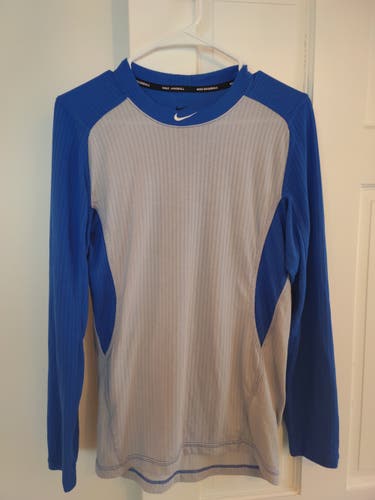Nike Baseball Dri-Fit men's small royal blue and gray long sleeve shirt EUC