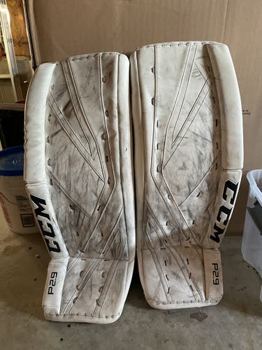 White Goalie Leg Pads Used Senior 34" CCM Premier P2.9