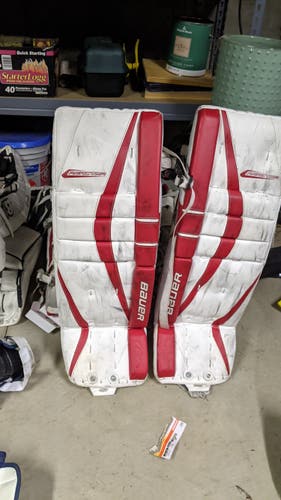 White Goalie Leg Pads Used Intermediate 30" Bauer Reactor 7000