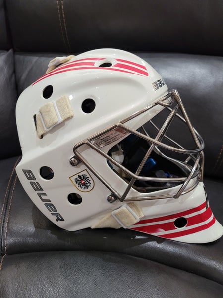 White Goalie Mask Senior Used Bauer NME 10