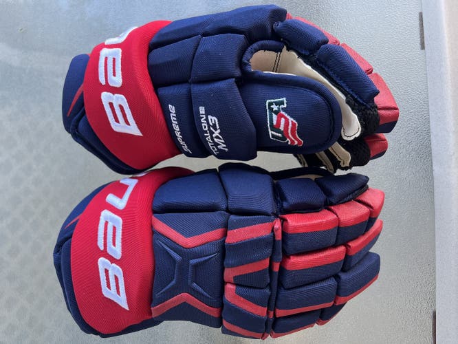 Bauer USA Blue 15"Pro Stock Supreme TotalOne MX3 Gloves