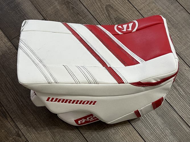 Warrior Ritual G4 R\G4 Pro Hockey Goalie Blocker Regular Red and White Senior Used Large Palm
