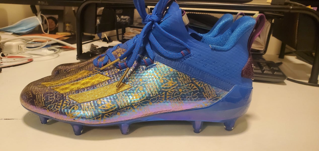 Blue/Gold Adidas Young King Cleats - Men's Size 8.0