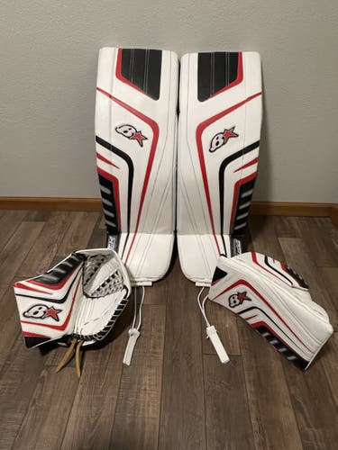 Optik 34" 34+2 FLX Brian's Goalie Leg Pads Pad Glove Catcher Blocker Black Red Grey Used Senior