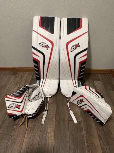 Optik 34" 34+2 FLX Brian's Goalie Leg Pads Pad Glove Catcher Blocker Black Red Grey Used Senior