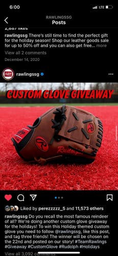 Limited Edition Rawlings Right Hand Throw Infield Heart of the Hide 11.5"