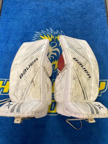 White Goalie Leg Pads Used Intermediate 30" Bauer Vapor 2X