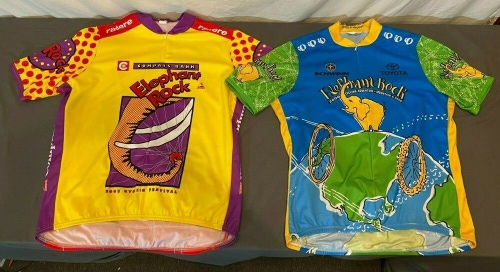 (2) Vintage 2000 & 2002 Elephant Rock Schwinn Cycling Bike Jerseys XXL EXCELLENT