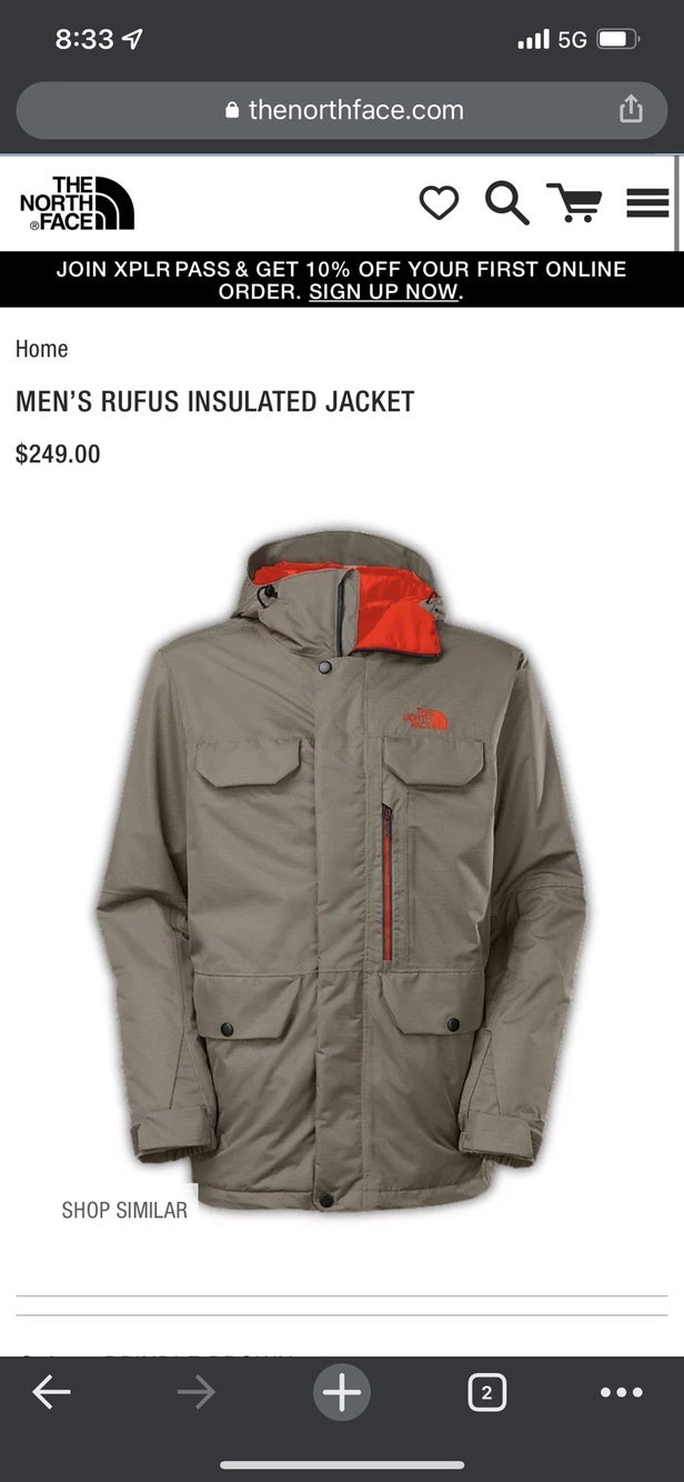 The North Face Rufus Ski Snowboard Insulated Jacket Tan Orange