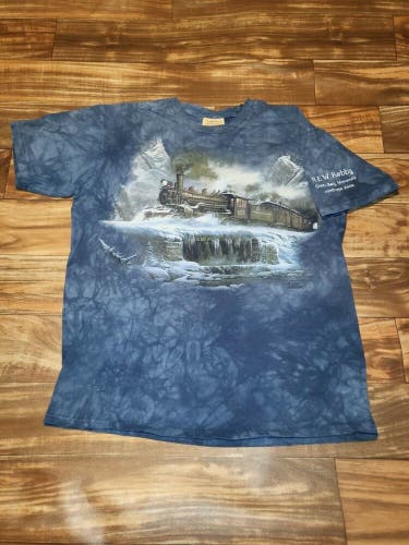 Vintage Tie Dye The Mountain Train Mountain Nature T Shirt Size Large