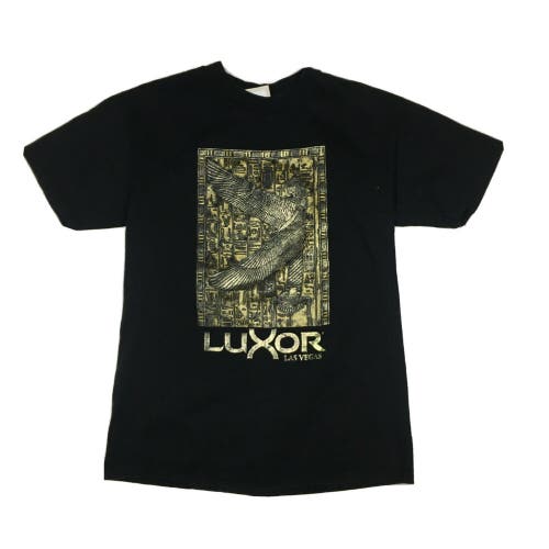 Vintage Luxor Casino Las Vegas Egyptian Hieroglyphics Graphic Black T-Shirt (M)