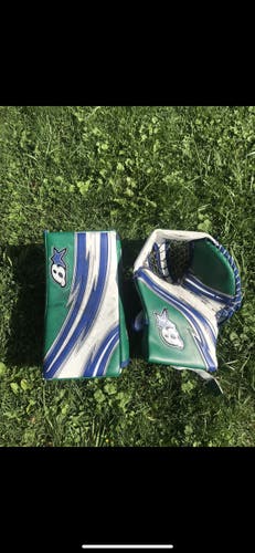 Brian’s Demko pro return glove blocker GNETIK 3 green blue Vancouver canucks