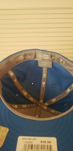 Detroit Lions Hat - Fitted 7 3/8 - Blue Silver - 59 Fifty New Era -  Preowned