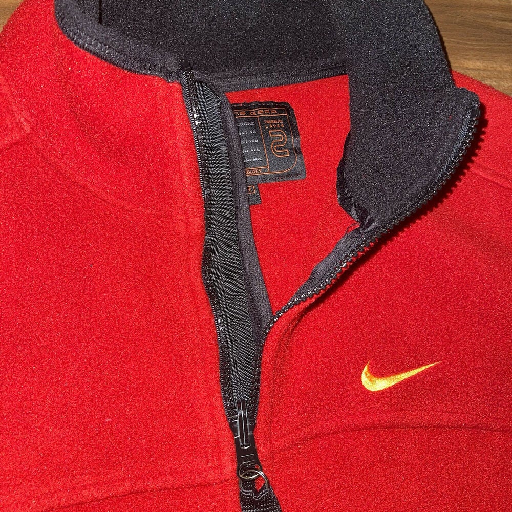 Vintage 90s Nike ACG Red Fleece Sherpa Vest USA Full Zip 