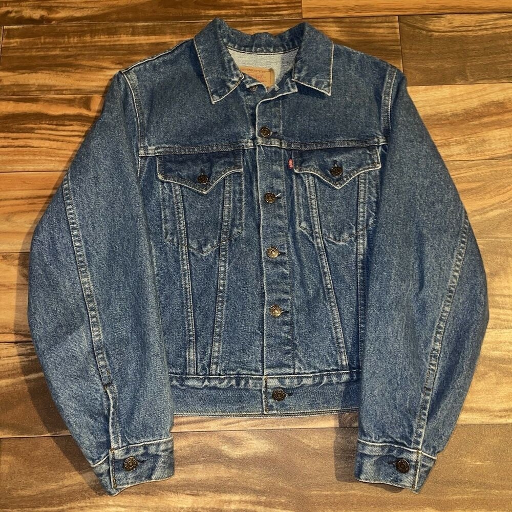 Vintage Levi's Classic Denim Jean Button Trucker Jacket Size 18