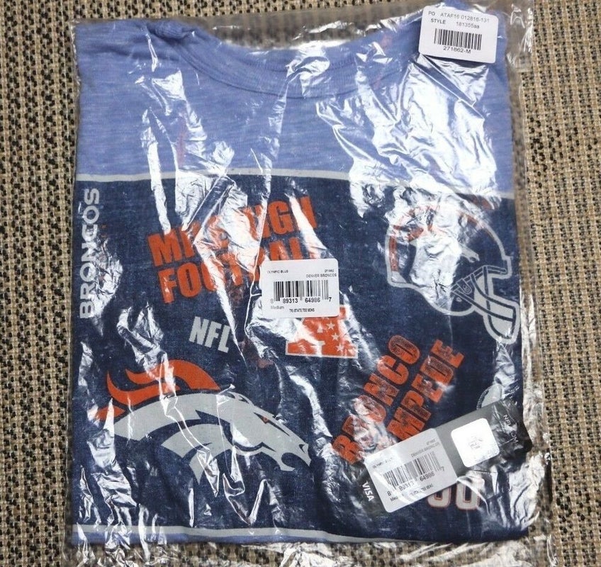 Denver Broncos Blue T-Shirt ADULT Small 47 Brand NWT CLEARANCE