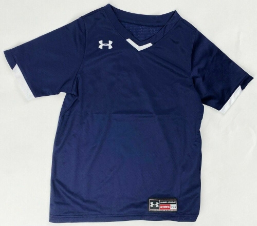 Under Amour Mesh Football Jersey Practice SS Shirt Youth Large Navy Blue 1285116