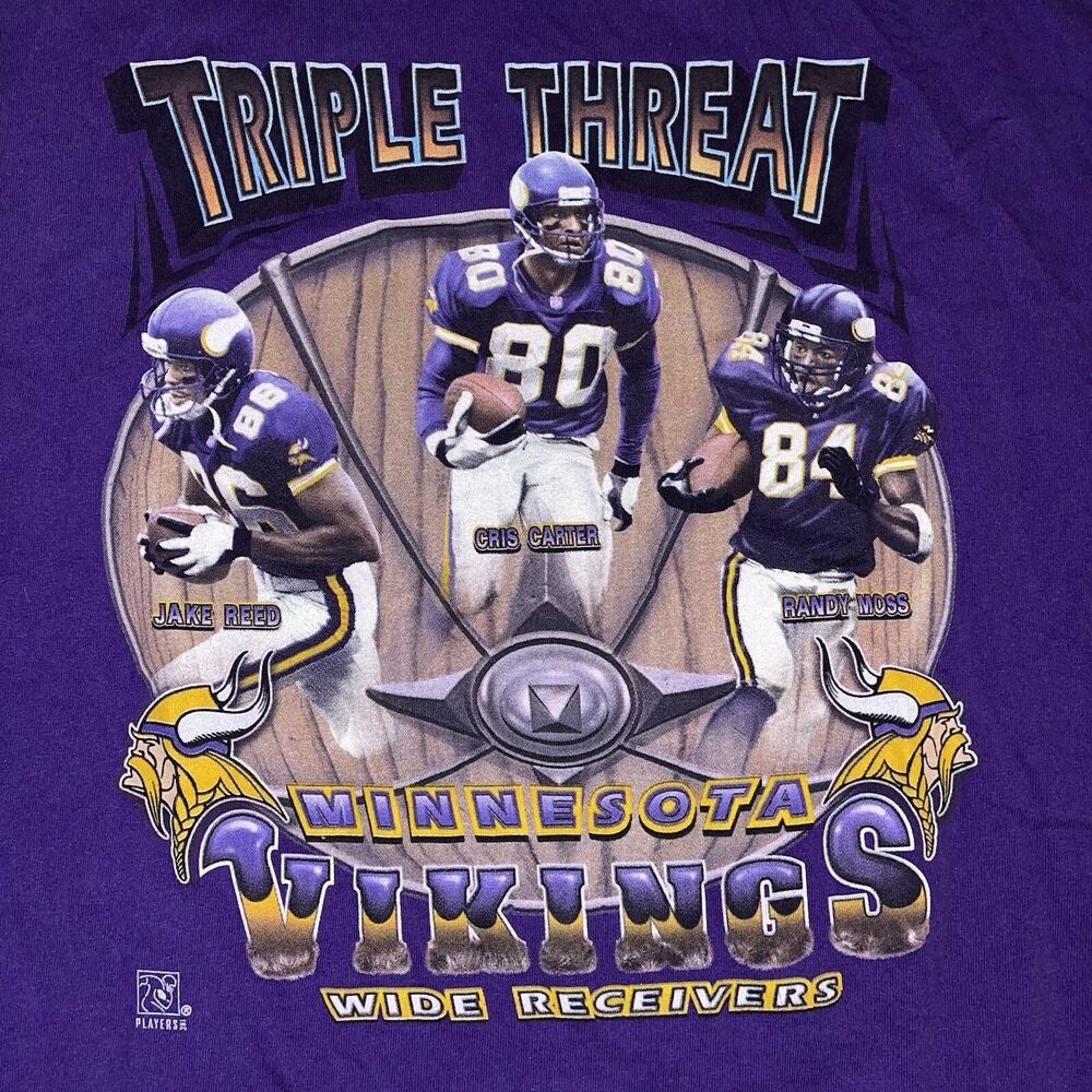 Vintage 90s Minnesota Vikings Pro Player Triple Threat Moss Carter