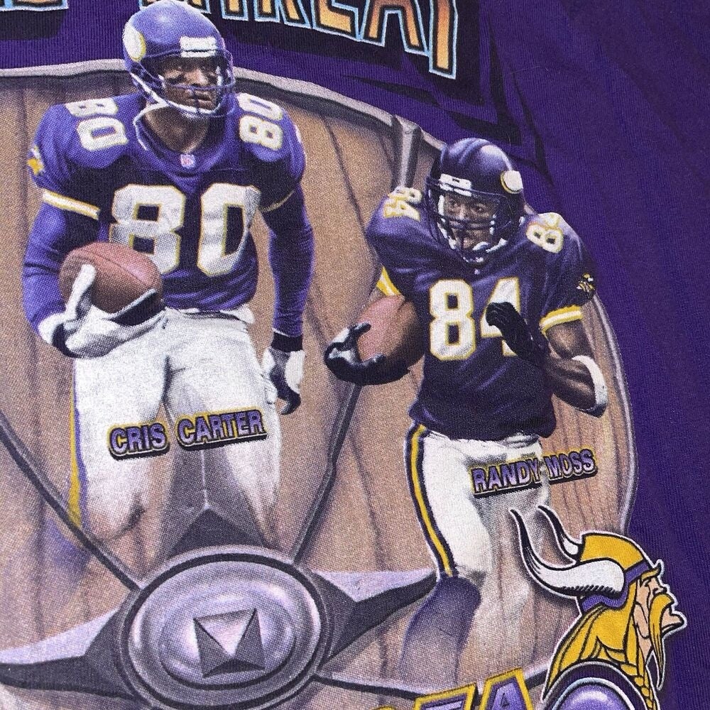 Vintage 90s Minnesota vikings pro player triple threat moss carter reed  T-shirts, hoodie, sweater, long sleeve and tank top