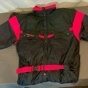 Vintage 1990s Nevica Insulated Entrant Ski/Snowsuit Black/Neon Pink Men's XL/44