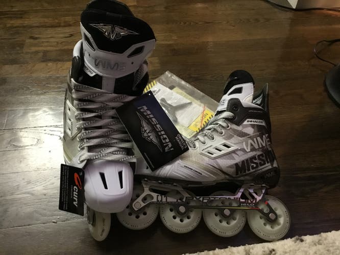 BRAND NEW Mission Inhaler WM-01 Roller Hockey Inline Skates Regular Width Size 8