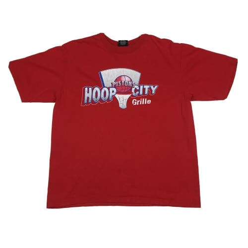 Vintage Early 2000s Detroit Pistons Hoop City Grille NBA Basketball T-Shirt (XL)