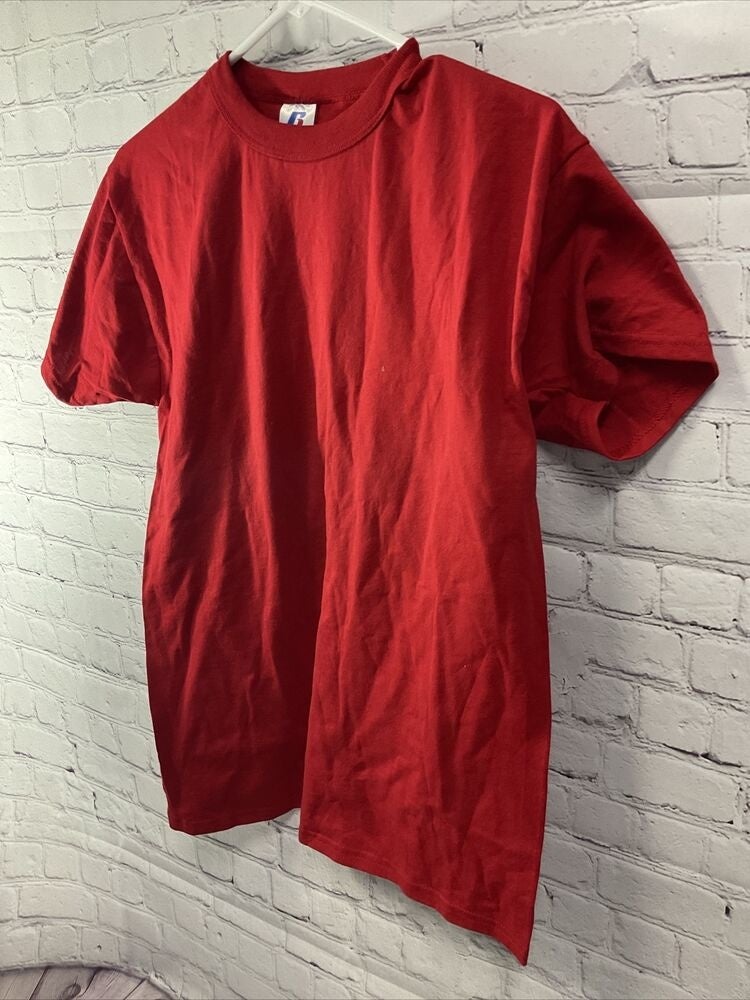 Russell Athletics Small Shirt Sleeve T-Shirt Red Cotton/Polyester