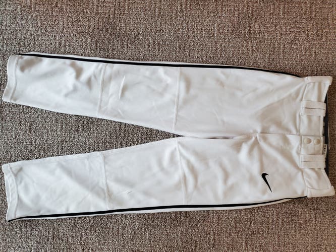 Nike Youth M White Baseball Pants - Black Piping EUC
