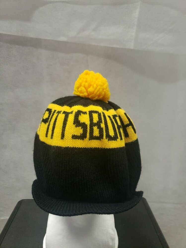 PITTSBURGH STEELERS Hat REEBOK OSFA Black Adjustable Sewn Raised Logo Old  School