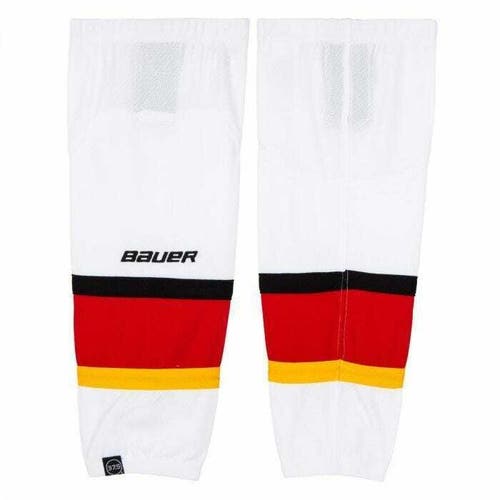 NWT Bauer 900 Series Calgary Flames Hockey Socks White, Blk, Red, Ylw Youth S/M